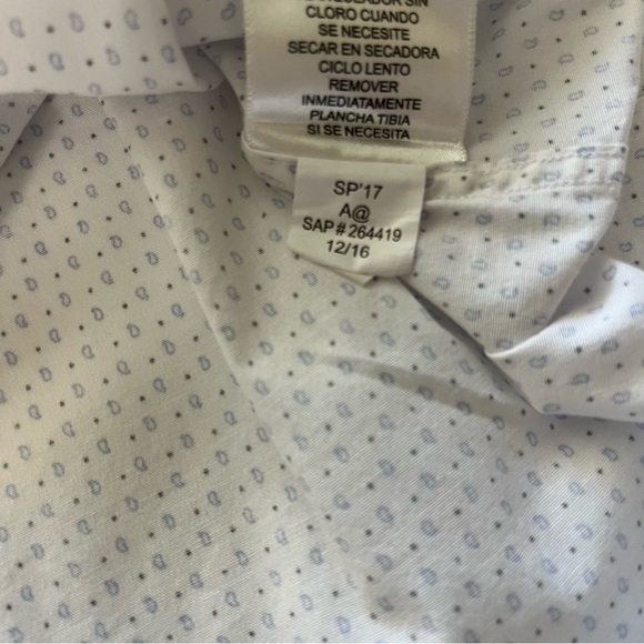 Ben Sherman Tailoring Stretch Button Up Long Sleeve Shirt White Blue Size Med - Picture 7 of 10